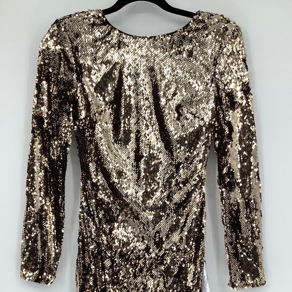 Dress the Population Size Small Natalie Gold Sequin Cocktail Party Dress G7-2 - Picture 5 of 9